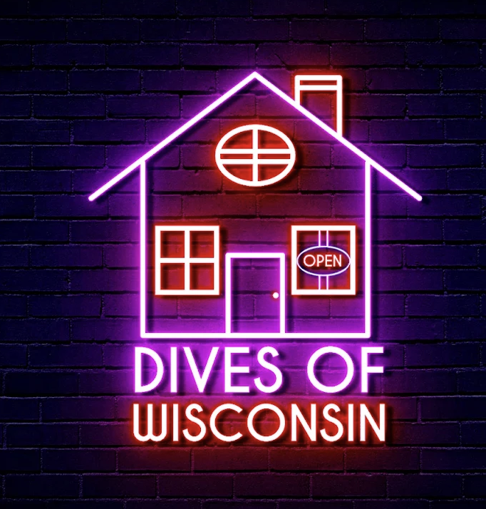 Dives of Wisconsin neon tavern sign logo